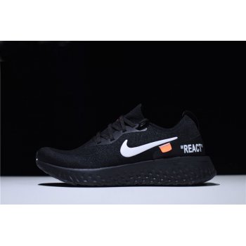 Mens and WMNS Off-White x Nike Epic React Flyknit Running Shoes Black AQ0070-010 Shoes